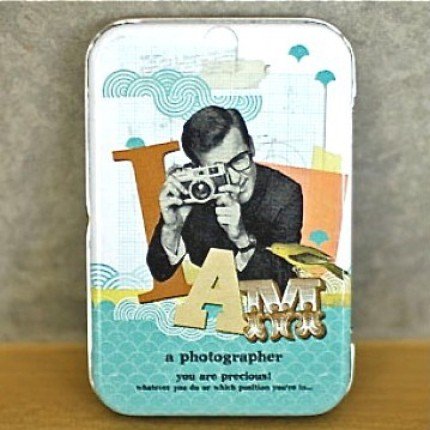 Retro Style I AM A Photographer Camera Message Metal Box Business Name Cards Trinkets