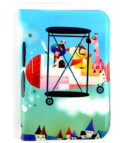 Colorful Animal Flying Over Town Name Credit Card Case Holder