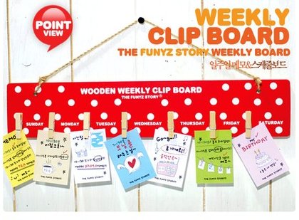 Cute Red With White Polka Dots Design Weekly Messages Peg Note Memo Clipboard Holder