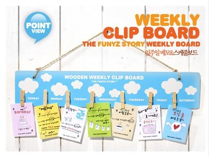 BIG Fun Blue Sky White Clouds Design Weekly Messages Peg Note Memo Clipboard Holder