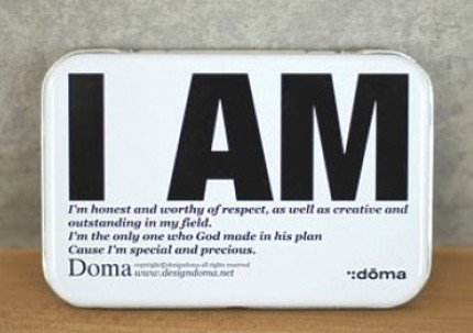 Retro Style I AM Inspirational Message Words Metal Box Business Name Cards Little Trinkets