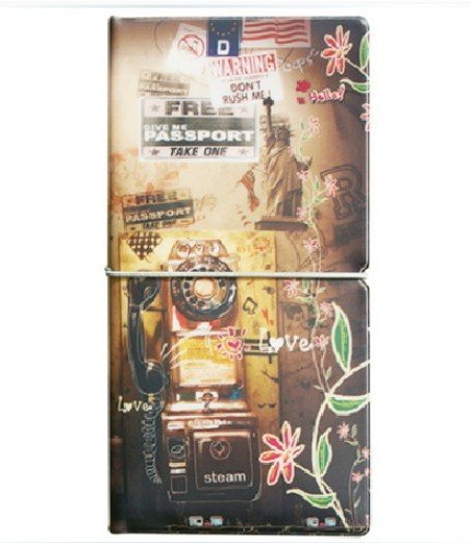 Surreal Retro Style Old Telephone World Notebook Travel Passport Holder Case