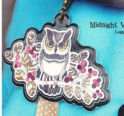 Quaint Retro Owl On A Tree Branch Design Luggage Bag Name Tag Charm