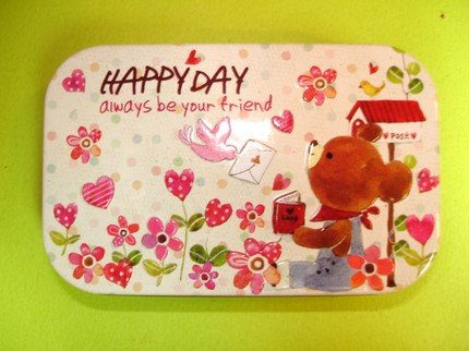 Cute Artbox Bear And Flowers Theme Trinket Metal Box