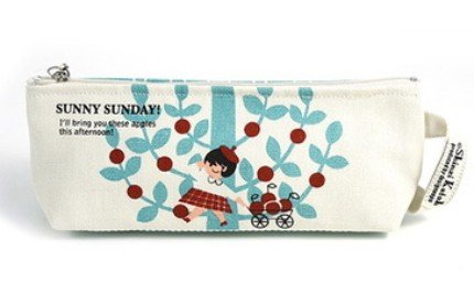 Sweetest Shinzi Katoh Sunny Sunday Girl and Apple Tree Design Fabric Pencil Case