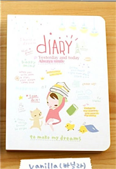 Cute Vanilla White Pony Brown Girl Study Books Cartoon Korea Any Year Diary Planner