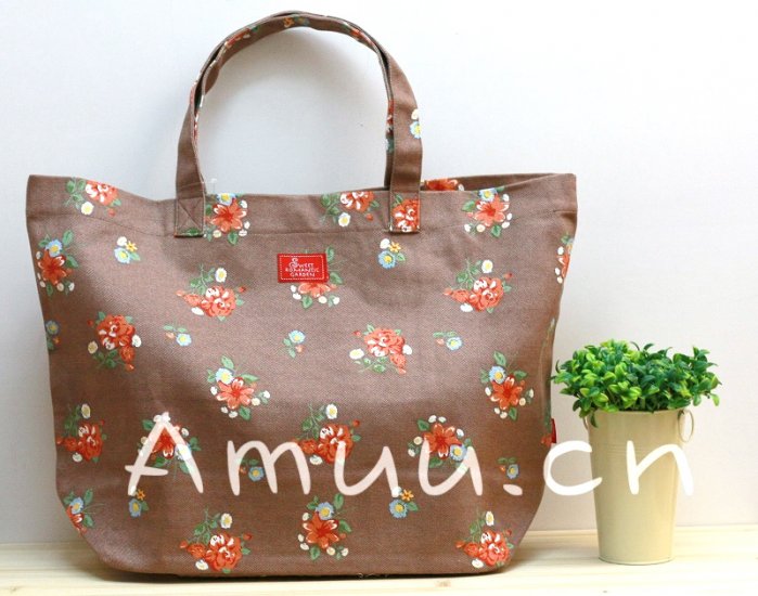 Pretty Zakka Japanese Rose Flowers Cotton Canvas BIG Tote Shoulder Bag