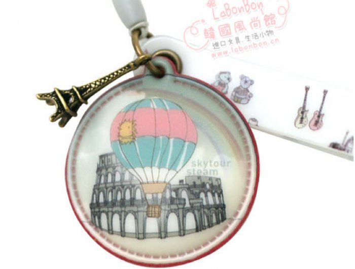 Retro Hot Air Balloon Italy Eiffel Tower Charm Mps Camera Handphone Charm
