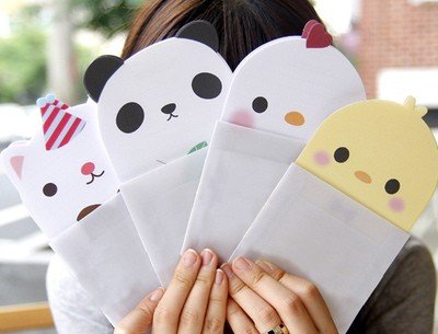 Kawaii Colorful Panda Bear Chick Cat Message Cartoon Letterset Letter Set - 4 Sets