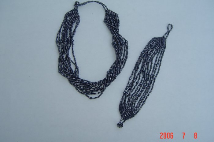 Beaded Jewelry Glass Seed Beads Necklace & Bracelet Set
