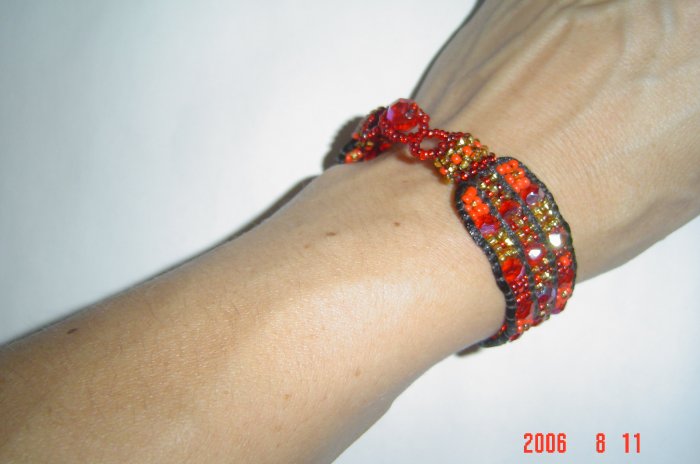 Woven Bead and Crystal Bracelet