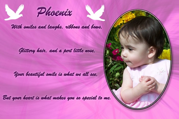 Adorable Pink Dove Baby picture with Poem
