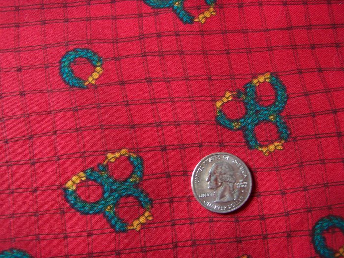 Vintage Christmas Wreath Red Cotton Fabric Kari Pearson Out of Print