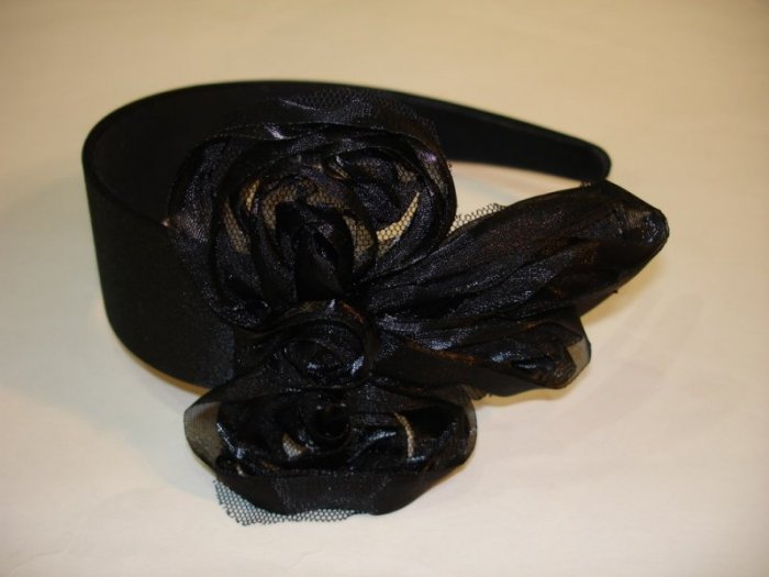 Chic Black Flower Ribbon Bow Headband Hairband
