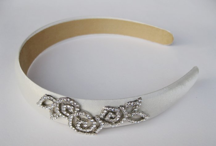White Crystal Flowers Headband Hairband