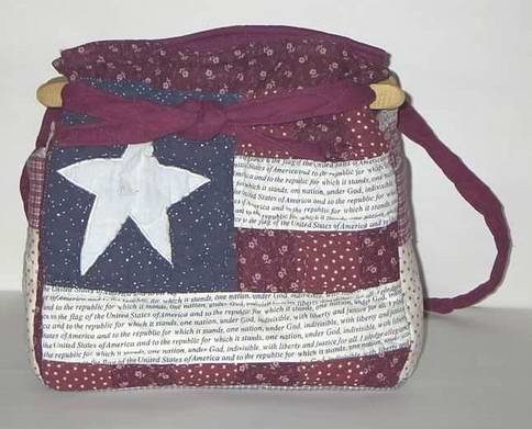 handbag,Americana quilt, denim, reversible, organizer, purse