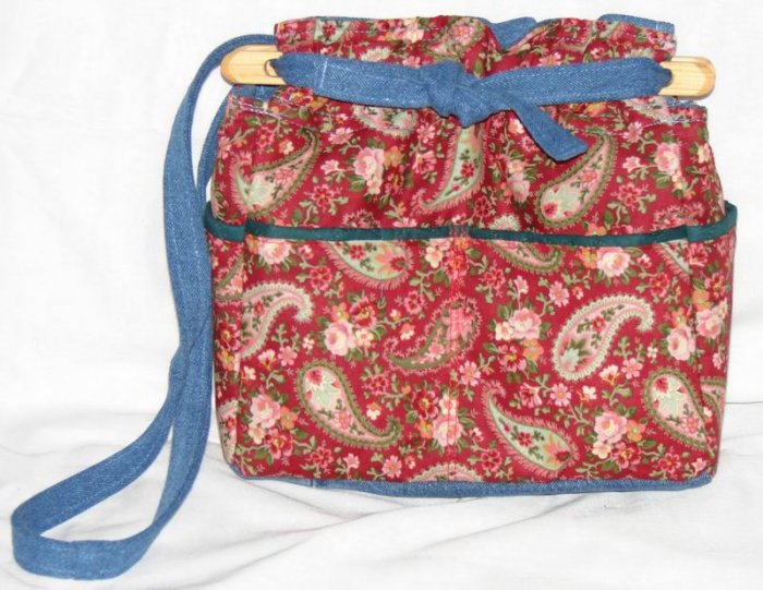 handbag, forget me not fabric, quilt, denim, reversible, organizer purse
