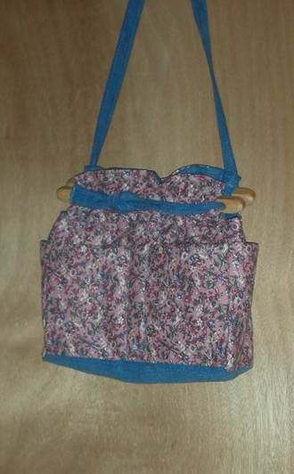 Purse Victorian romantic birds and floral quilt denim organizer handbag