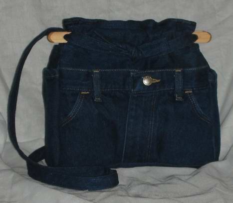 purse dark blue denim quilt organizer reversible handbag