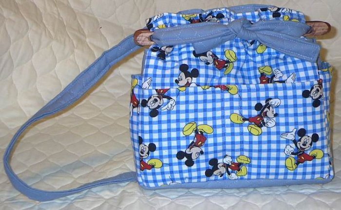 purse Mickey Mouse quilt denim organizer reversible handbag