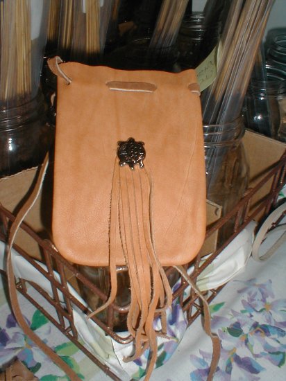 Leather Hide Medicine/Magic Bag Fringe & Totem FREE SHIPPING