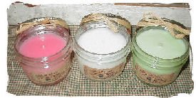 Hand Poured Candles - Set of THREE 8 oz Country Jelly Jar Candles