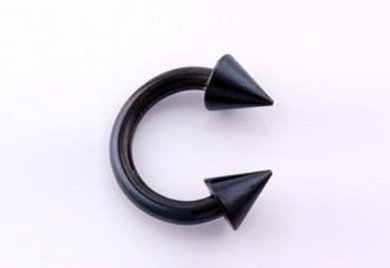 Surgical Steel blackline Anodise Curved Barbell with cone