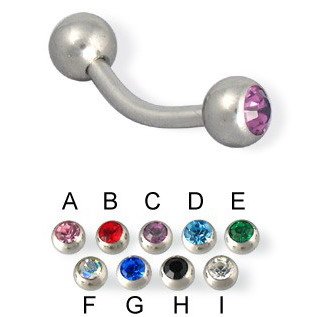 Surgical Steel Eyebrow Banana with Swarovski Stone Ball