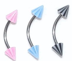 Surgical Steel Eyebrow Banana with Fancy UV Cone