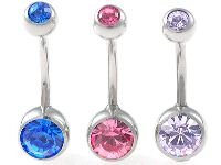 Surgical Steel Dobule Jewel Banana Belly Ring