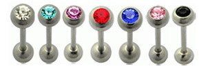 Surgical Steel Tounge Barbell with StoneBall