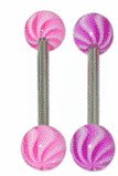 Surgical Steel Tounge Barbell with UV Fancy Wave Ball