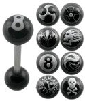 Surgical Steel Tounge Barbell With Black Painting UV Ball