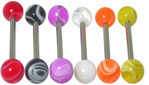 Surgical Steel Tounge Barbell with Fancy UV Ball