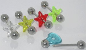 Barbell With UV or Glitter Star & Heart Donut