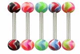Surgical Steel Tounge Barbell with Fancy UV Ball