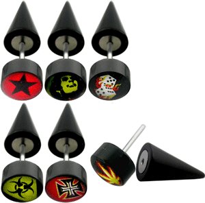 Black UV Fake Ear Plug with logo Spike.