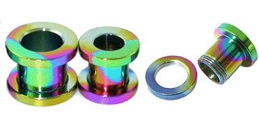 Steel Rainbow Anodised Ear Flesh Tunnel