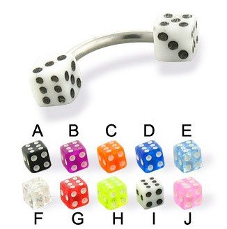 Surgical Steel Banana With UV Fancy Dice