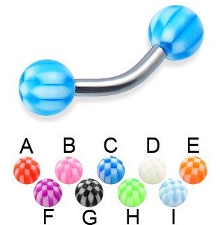 Surgical Steel Eyebroe Banana With Fancy UV Ball