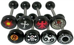 Steel Tounge Barbell with Black UV Logo Ball
