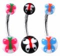Surgical Steel Banana Belley with Butterfly uv ball