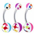 Surgical Steel Banana Belley with Checked UV Ball