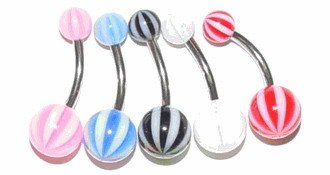 Surgical Steel Banana Belley with Fancy Wave UV Ball