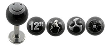 Sugical steel Labret with Drawing UV Logo Ball