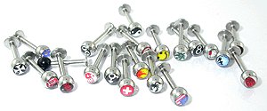 Sugical steel Labret with Mix Design Logo Ball