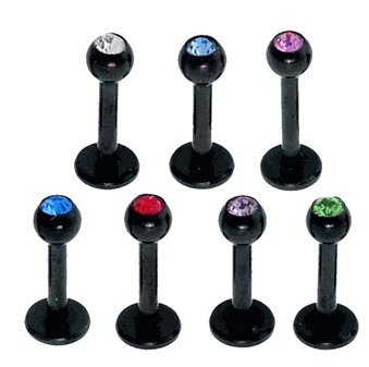 Sugical steel Blackline Jeweled Labret with Ball