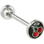 Surgical Steel Tounge Barbell with Cherry Fruit Logo Ball