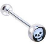 Surgical Steel Tounge Barbell with skull FaceLogo Ball
