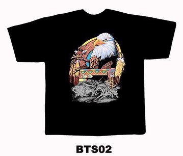 Black colour T-Shirt with Fabric Eagle